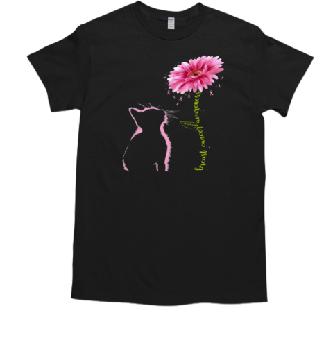 Animation Cat Breast Cancer Awareness T-Shirt