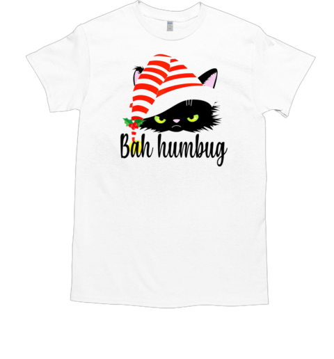 Bah Humbug Cool Christmas Black Cat T-Shirt