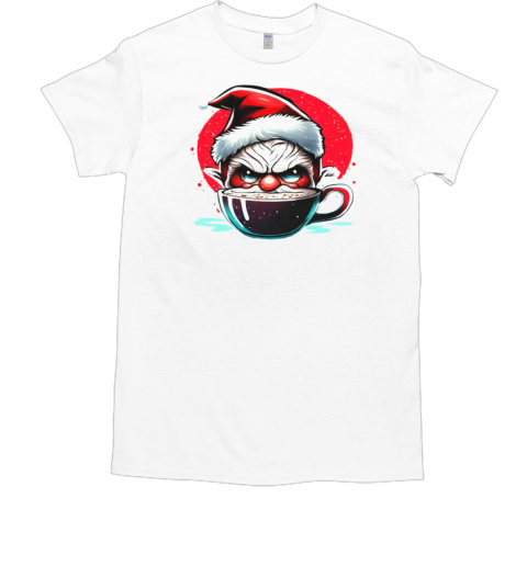 Cartoon Character Enjoying Hot Cocoa in a Santa Hat T-Shirt