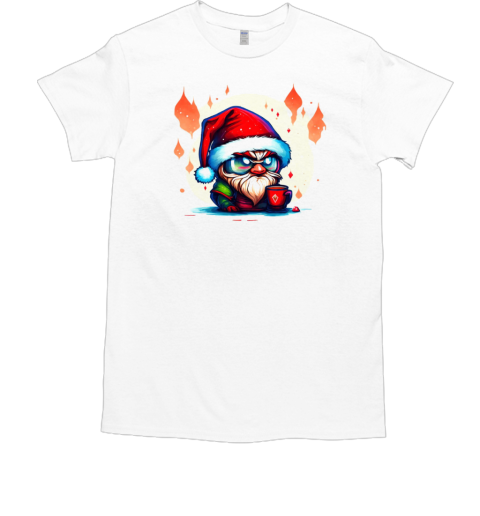 Cartoon character wearing Santa hat and glasses with a red cup T-Shirt