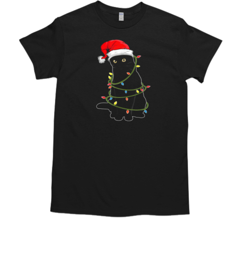 Cat Wearing Noel Hat Christmas Black Cat T-Shirt