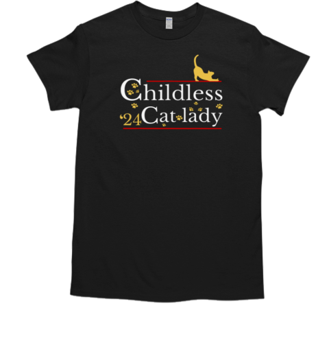 Childless '24 Cat Lady Funny Childless Cat Lady Vote T-Shirt