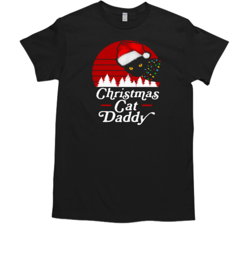 Christmas Cat Daddy Vintage Christmas Black Cat T-Shirt