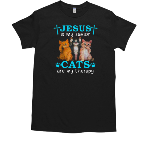 Jesus Is My Savior Cats Are My Therapy T-Shirt