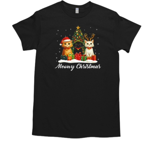 Meowy Christmas Cute Xmas Cat T-Shirt