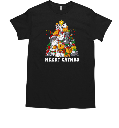 Merry Catmas Christmas Tree Cats T-Shirt