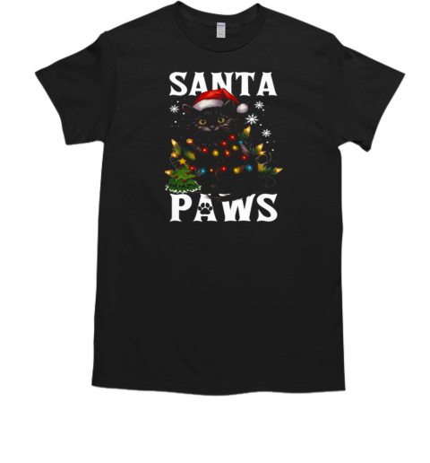 Santa Paws Baby Black Cat Beside Christmas Tree T-Shirt