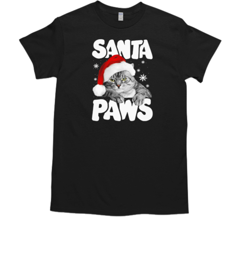 Santa Paws Cat Wearing Santa Hat Christmas Cat T-Shirt