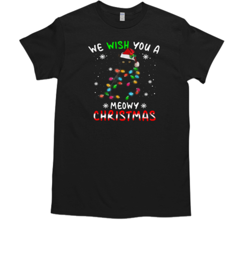 We Wish You A Meowy Christmas Christmas Black Cat T-Shirt