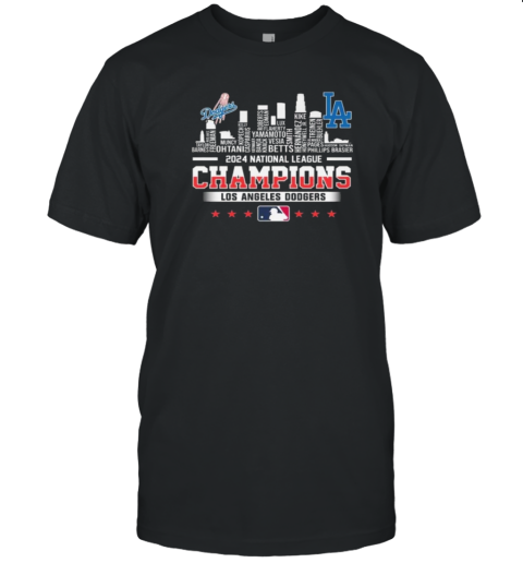 2024 National League Winner Los Angeles Dodgers Skyline Of LA City T-Shirt