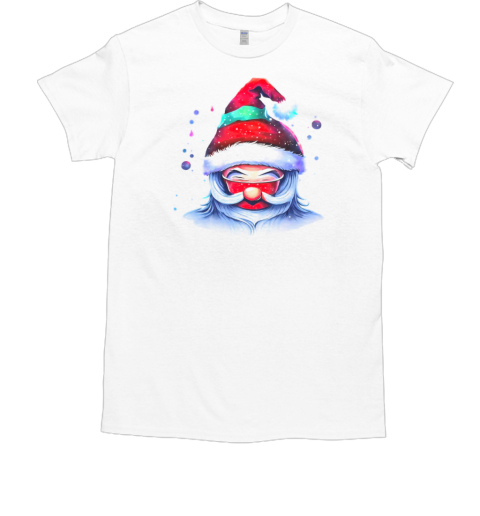 Black and White Santa Claus Drawing with Snowflakes T-Shirt