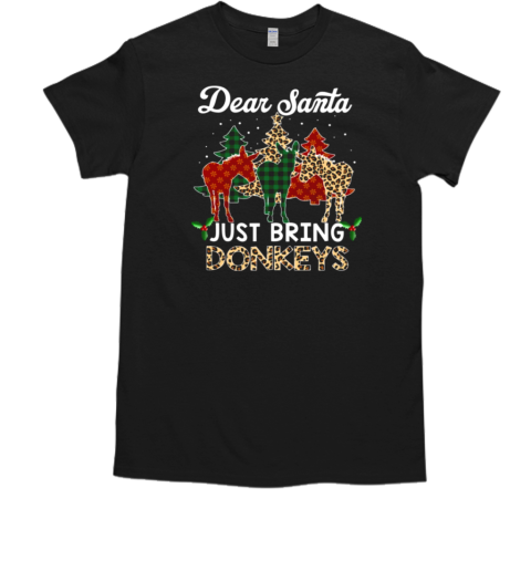 Dear Santa Just Bring Donkeys ELF Santa Leopard Christmas Tree Cute Christmas Donkey T-Shirt