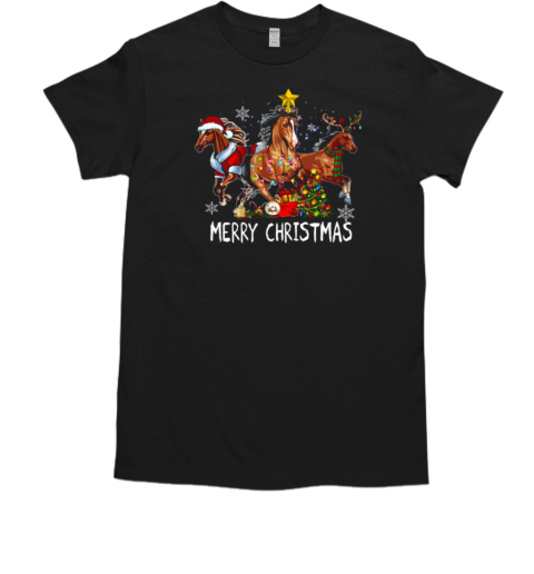 Horse Christmas Merry Christmas Santa Reindeer Horse Christmas T-Shirt