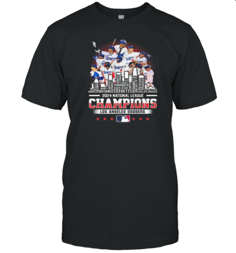 Los Angeles Dodgers Baseball National League Champions 2024 All Name Players Skyline T-Shirt