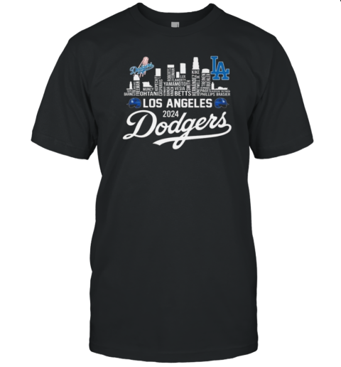 Los Angeles Dodgers MLB 2024 Champions Skyline Of LA City T-Shirt