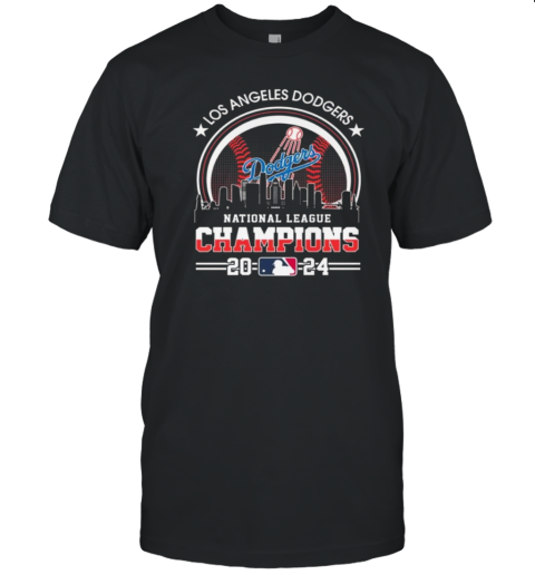 Los Angeles Dodgers National League Champions 2024 MLB Skyline T-Shirt