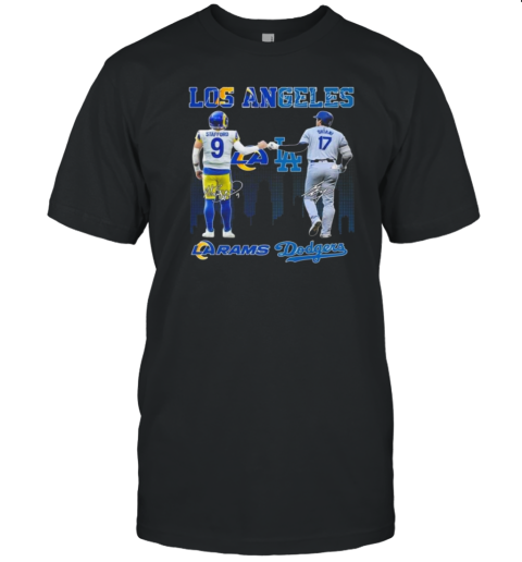 Los Angeles Rams Los Angeles Dodgers The Rivals In The City 2024 Signatures T-Shirt