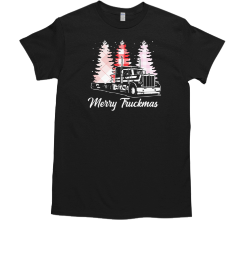 Merry Truckmas Pin Christmas Tree Cute Christmas Trucker T-Shirt