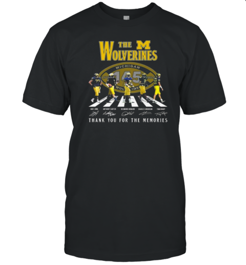 Michigan Wolverines Thank You For The Memories Of 145 Years The Wolverines Walking Signatures T-Shirt