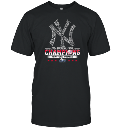 New York Yankees 2024 American League Champions ALCS MLB Name Players In Logo T-Shirt