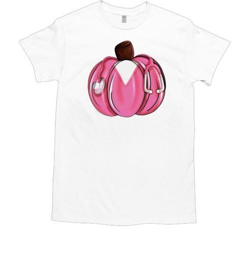 Nurse Fall Pink Pumpkin Stethoscope Cute T-Shirt