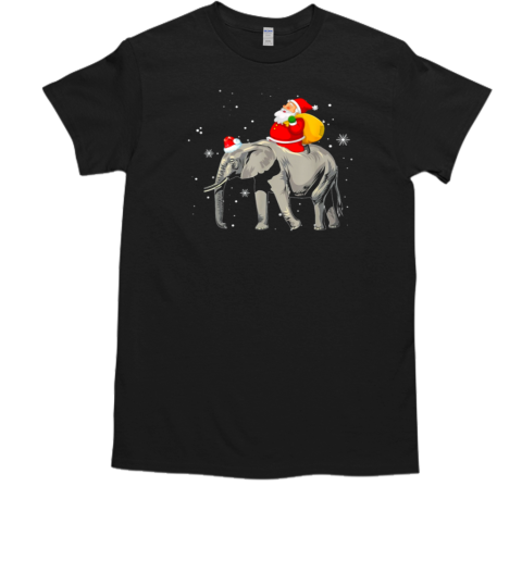 Santa Claus Riding Elephant Christmas Elephant T-Shirt