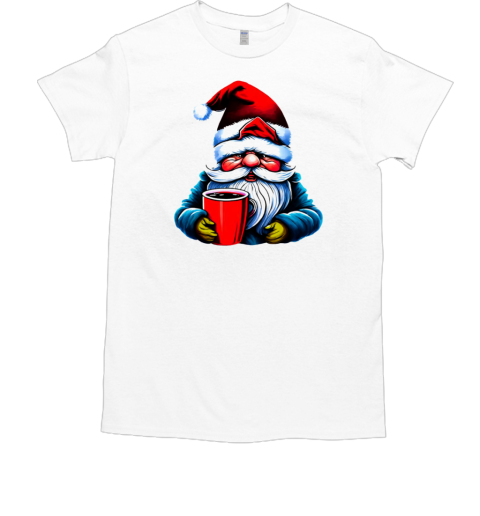 Santa Claus with Red Mug Christmas T-Shirt