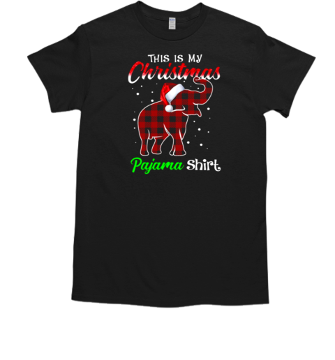 This Is My Christmas Pajama Shirt Elephant With Santa Hat T-Shirt