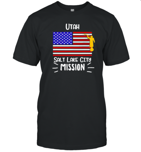 Utah Salt Lake City Mormon Lds Mission Missionary US Flag T-Shirt