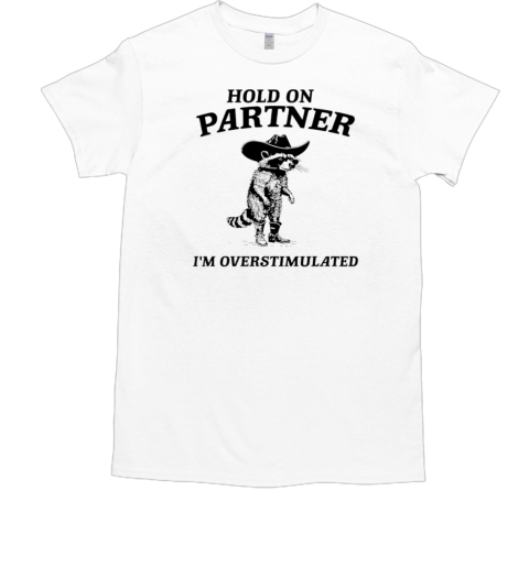 Hold on partner I'm overstimulated raccoon T-Shirt