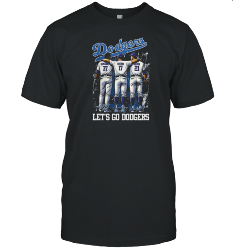 Los Angeles Dodgers Let's Go Dodgers Signatures T-Shirt