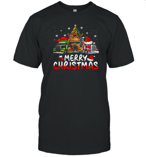 Merry Christmas Truckers Looks Bright Christmas Trucker T-Shirt