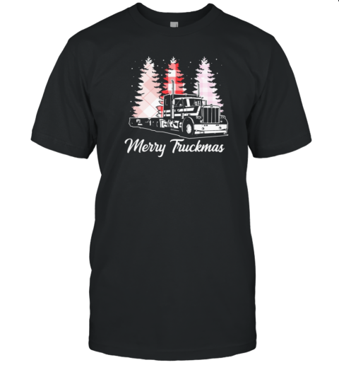 Merry Truckmas Pin Christmas Tree Cute Christmas Trucker T-Shirt