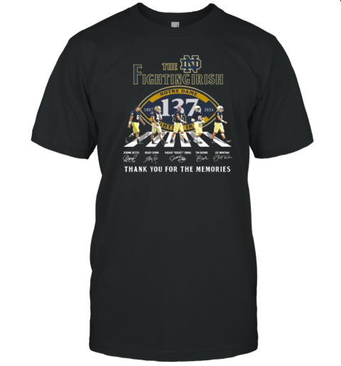 The Notre Dame Fighting Irish 1887 2024 Signature Thank You For The Memories Walking Signatures T-Shirt