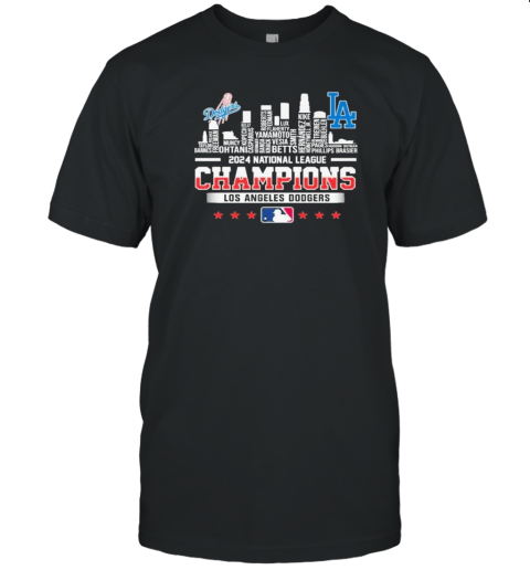 2024 National League Winner Los Angeles Dodgers Skyline Of LA City T-Shirt