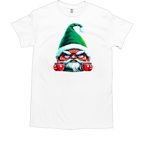 Angry Gnome Holding Cups of Coffee T-Shirt