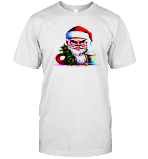 Angry Santa Claus with Coffee Cup T-Shirt