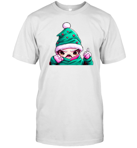 Cartoon Character Wearing Santa Claus Hat Pointing at Camera T-Shirt