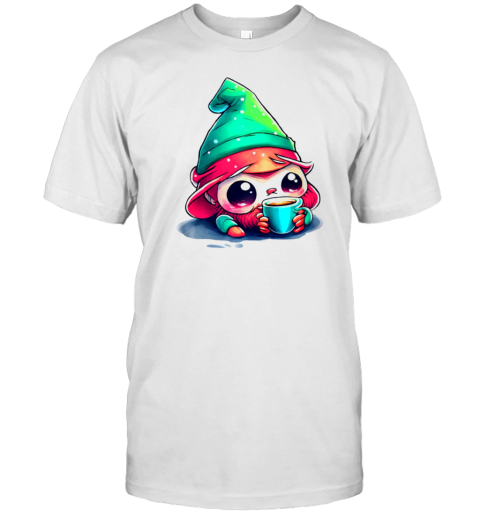 Cartoon Elf Drinking Coffee from an Ice Cream Cone T-Shirt