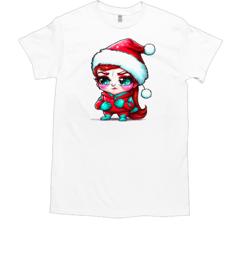 Cartoon girl dressed as Santa Claus T-Shirt