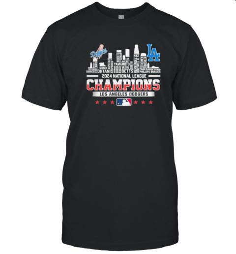 Los Angeles Dodgers 2024 National League Champions Skyline T-Shirt