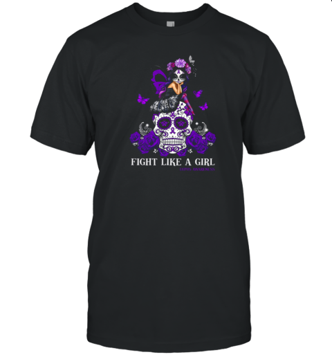 Sugar Skull Fight Like A Girl Lupus Awareness T-Shirt