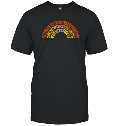 Pawtumn colors rainbow of paw prints T-Shirt