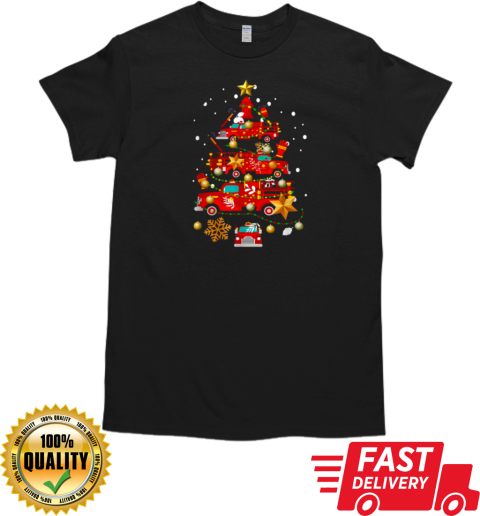 Fire Truck Firefighter Christmas T-Shirt