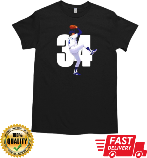 Number 34 Fernando Valenzuela Los Angeles Dodgers pitcher T-Shirt