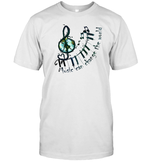 Music Notes Sol Key Piano Music Can Change The World T-Shirt