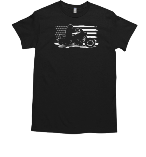 USA Flag With Biker T-Shirt