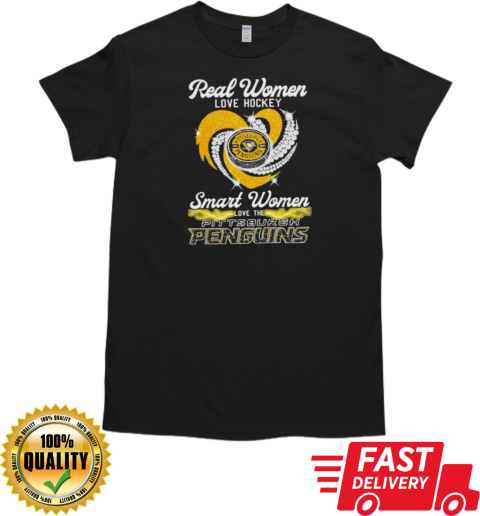 Real Women Love Hockey Smart Women Love The Pittsburgh Penguins Heart Diamond 2024 T- Classic Men's T-shirt