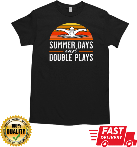 Vintage Swimming Summer Days And Double Plays T- Classic Men's T-shirt