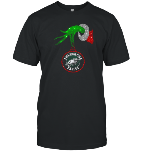 Grinch Hand Holding Philadelphia Eagles Christmas T-Shirt